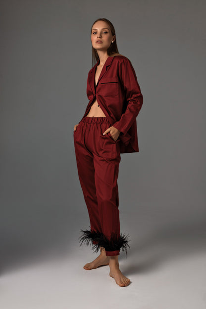 бордовий костюм з пір'ям [173 см]